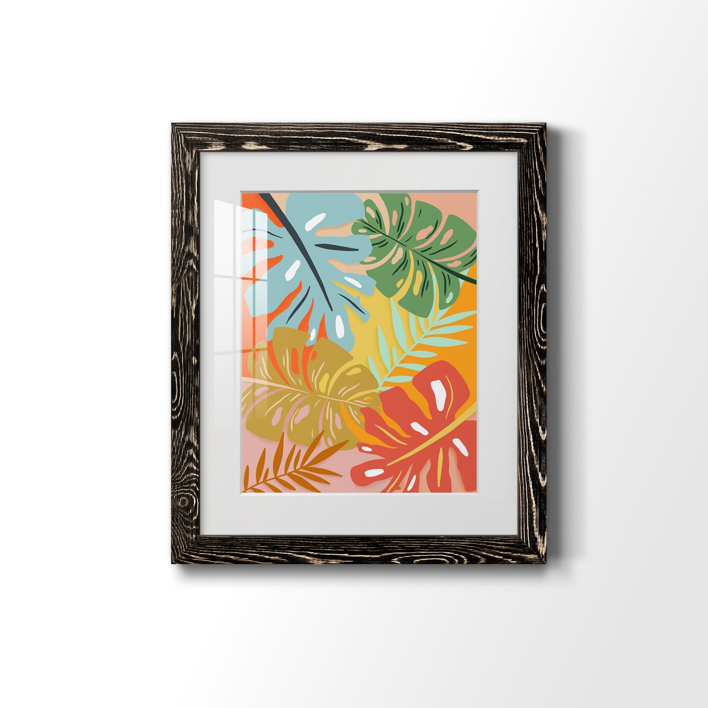 Tropical Foliage I - Premium Framed Print - Distressed Barnwood Frame - Ready to Hang