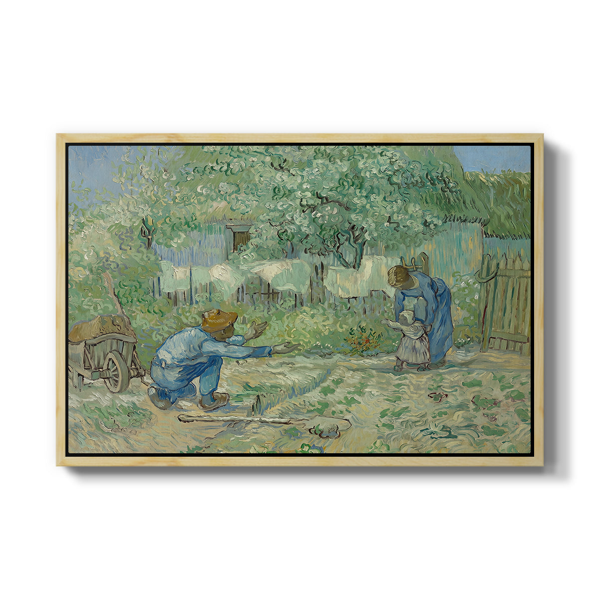 First Steps after Millet, 1890 - Floater Framed Canvas Print