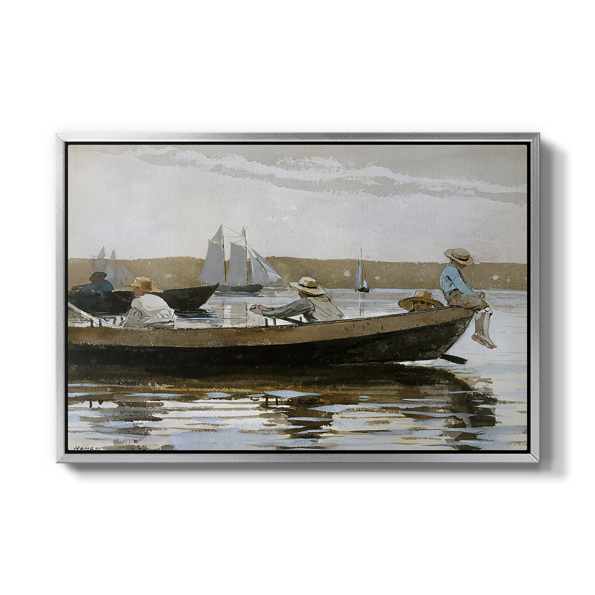 Boys in a Dory, 1873 - Floater Framed Canvas Print