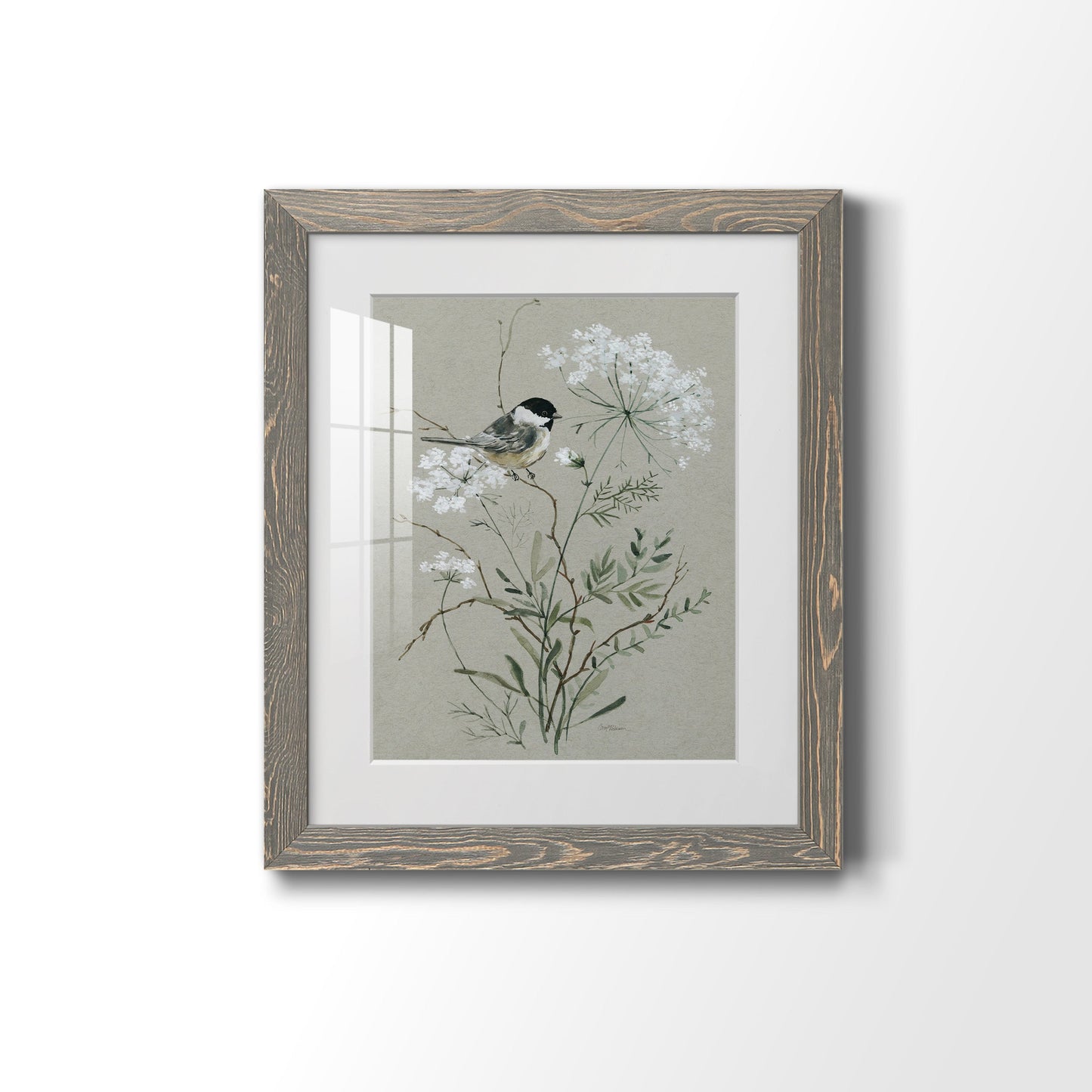 Bouquet of Grace Bird I - Barnwood Framed Art Print