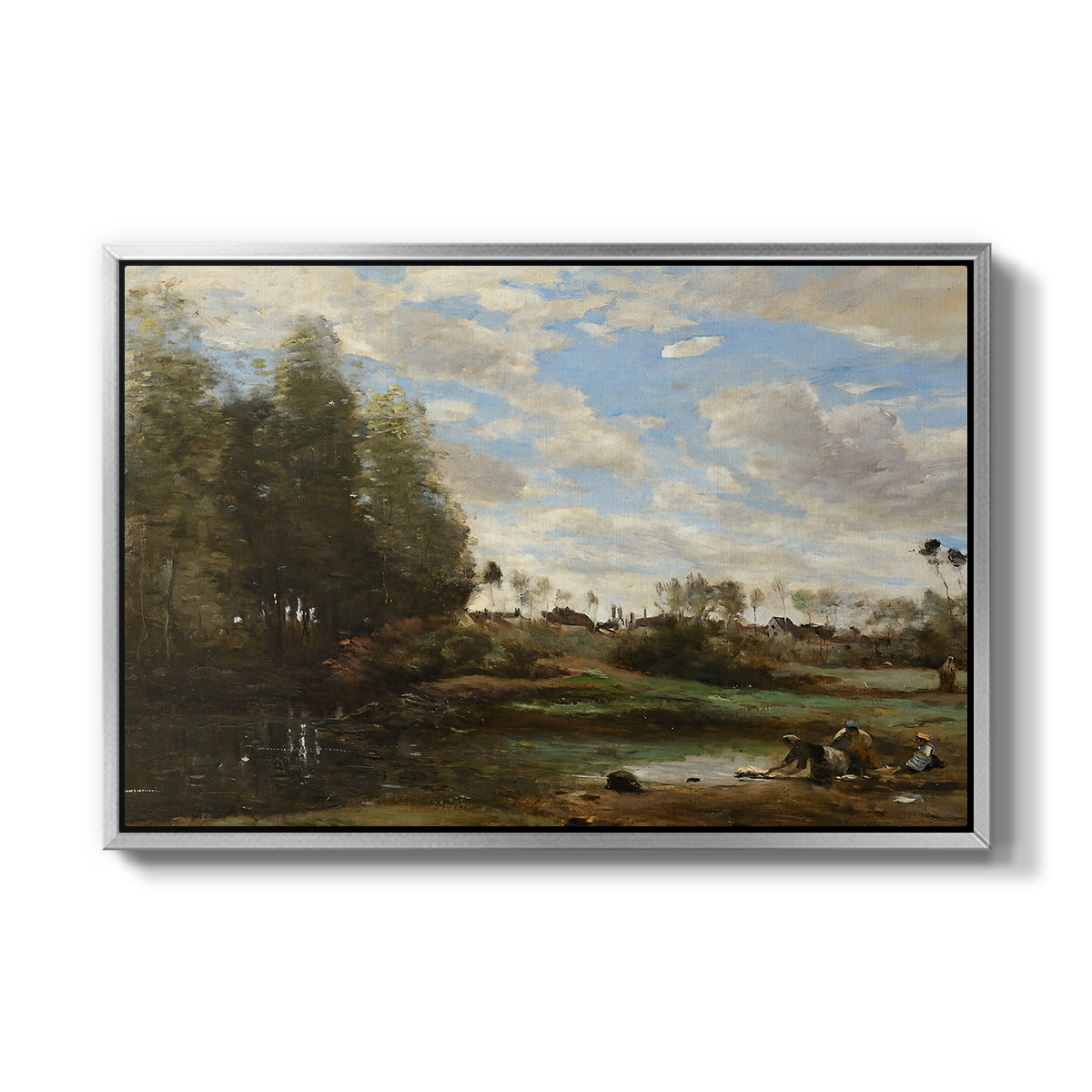 Washerwomen at the Water's Edge, c. 1860-1870 - Floater Framed Canvas Print