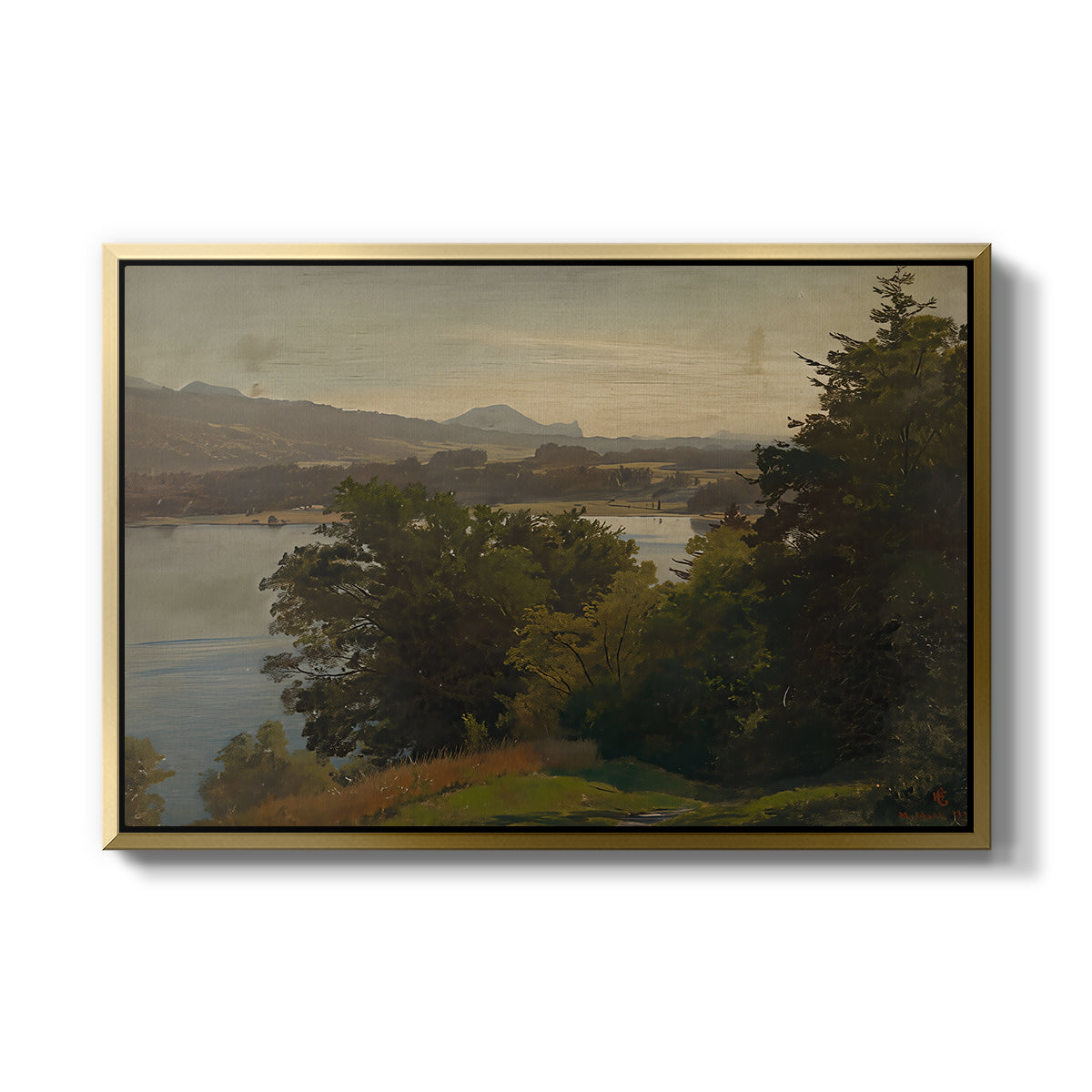 View of the Mondsee, 1870 - Floater Framed Canvas Print
