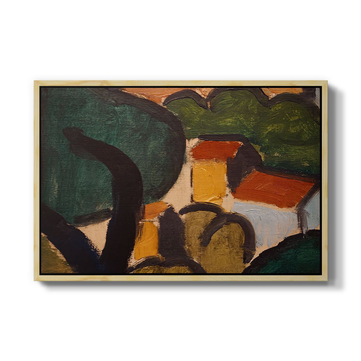 Landscape with Trees and Houses, c. 1905 - Floater Framed Canvas Print