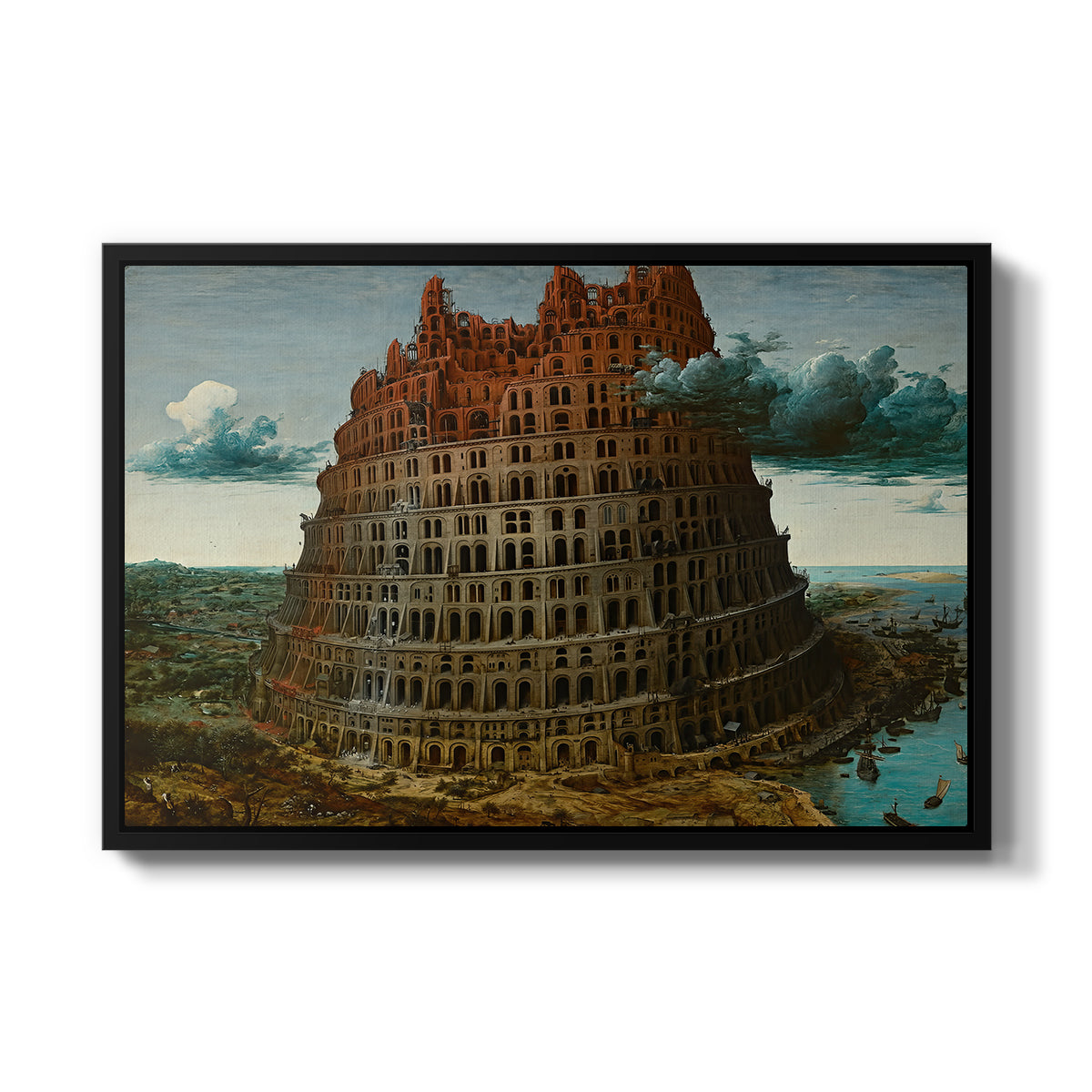The Tower of Babel, c. 1568 - Floater Framed Canvas Print