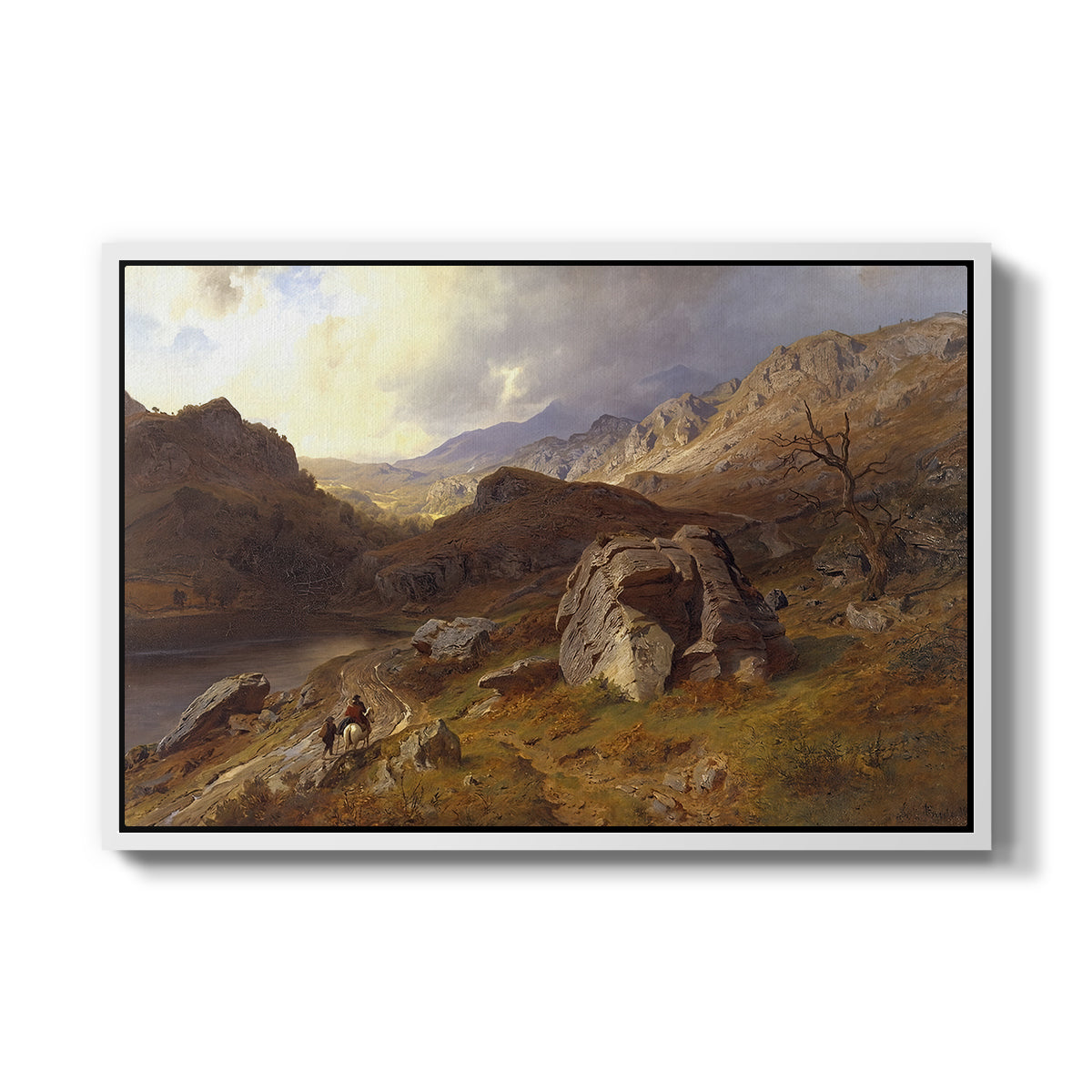 Lledr Valley in Wales, 1864 - Floater Framed Canvas Print