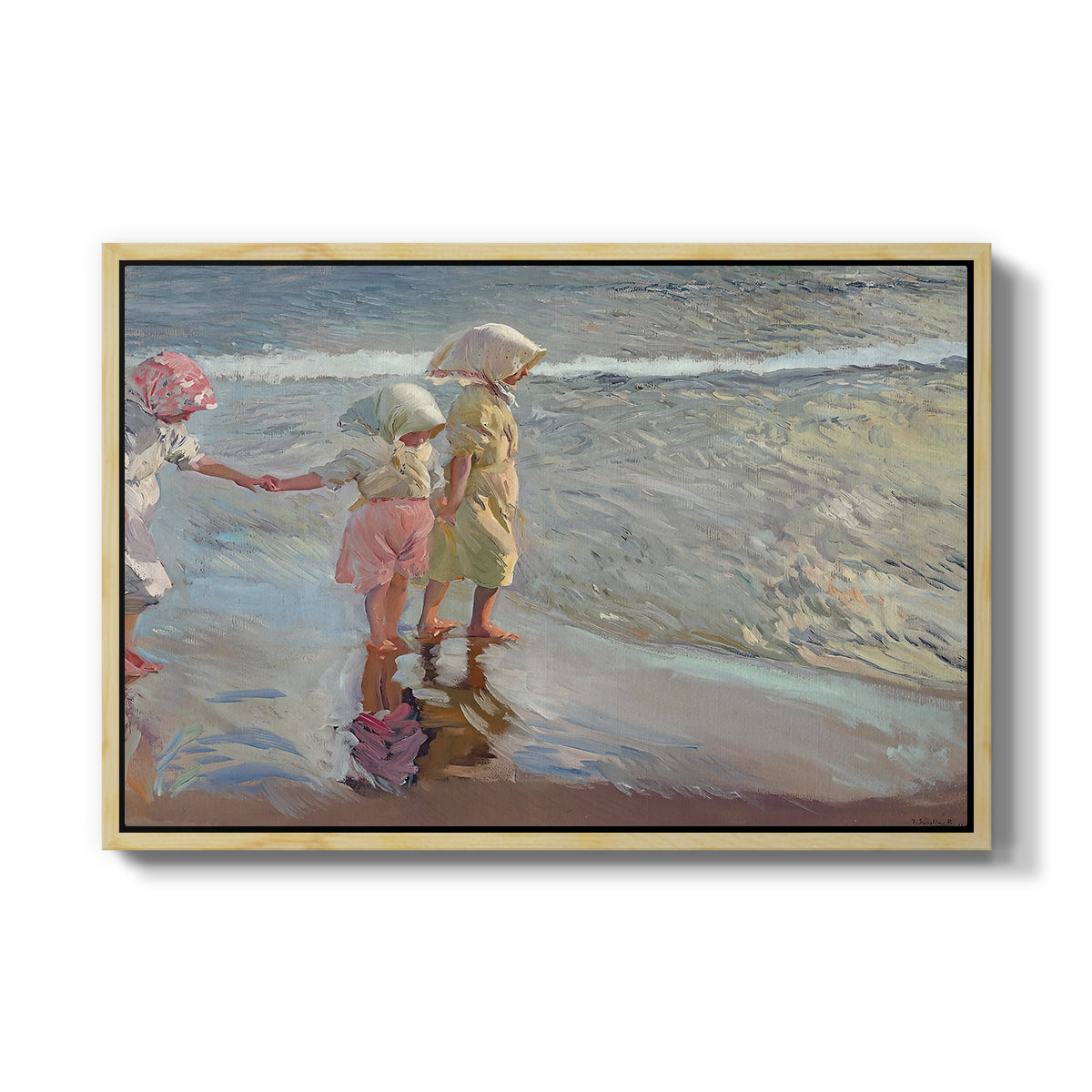 The Three Sisters on the Beach, 1908 - Floater Framed Canvas Print