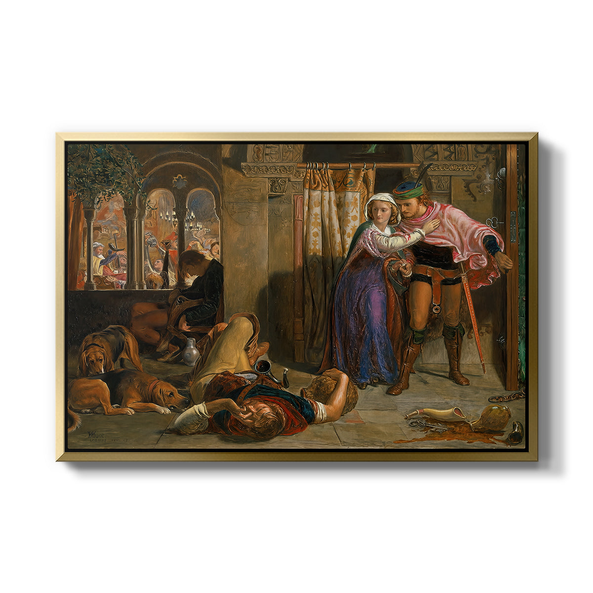 The Flight of Madeline and Porphyro, 1848 - Floater Framed Canvas Print