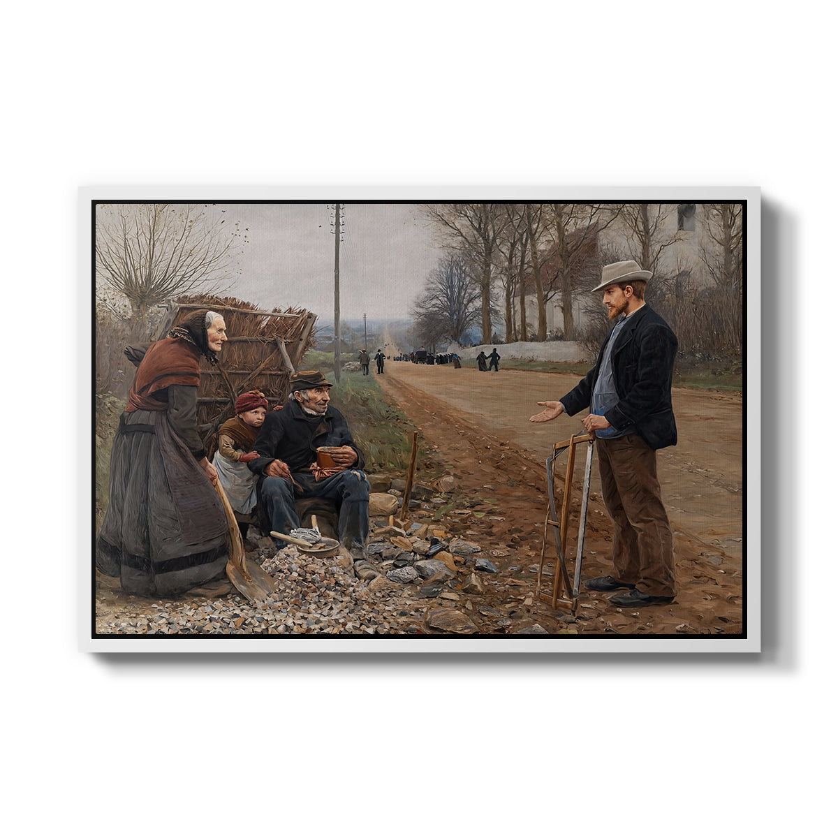 People by a Road, 1893 - Floater Framed Canvas Print