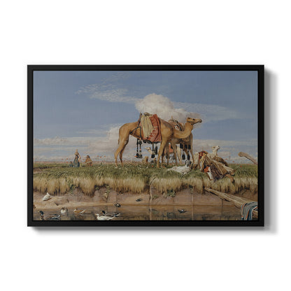 On the Banks of the Nile, Upper Egypt, 1876 - Floater Framed Canvas Print