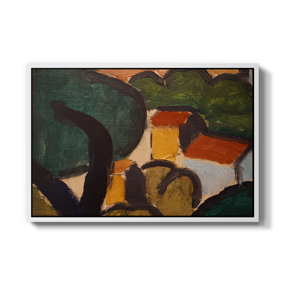 Landscape with Trees and Houses, c. 1905 - Floater Framed Canvas Print