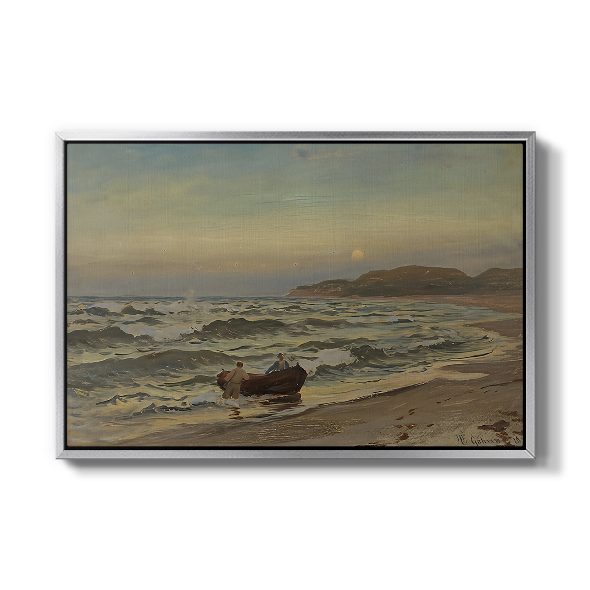 Storm at Rügen, 1882 - Floater Framed Canvas Print