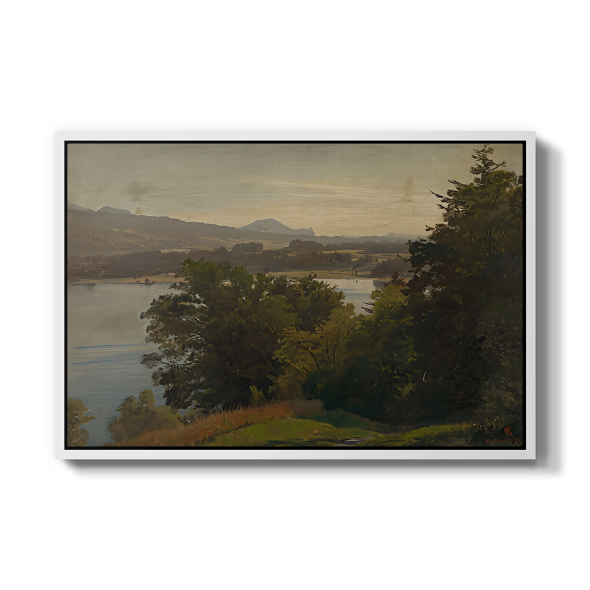 View of the Mondsee, 1870 - Floater Framed Canvas Print