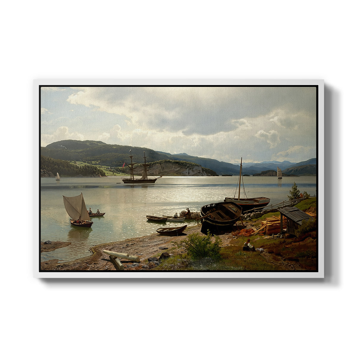By the Water, 1876 - Floater Framed Canvas Print