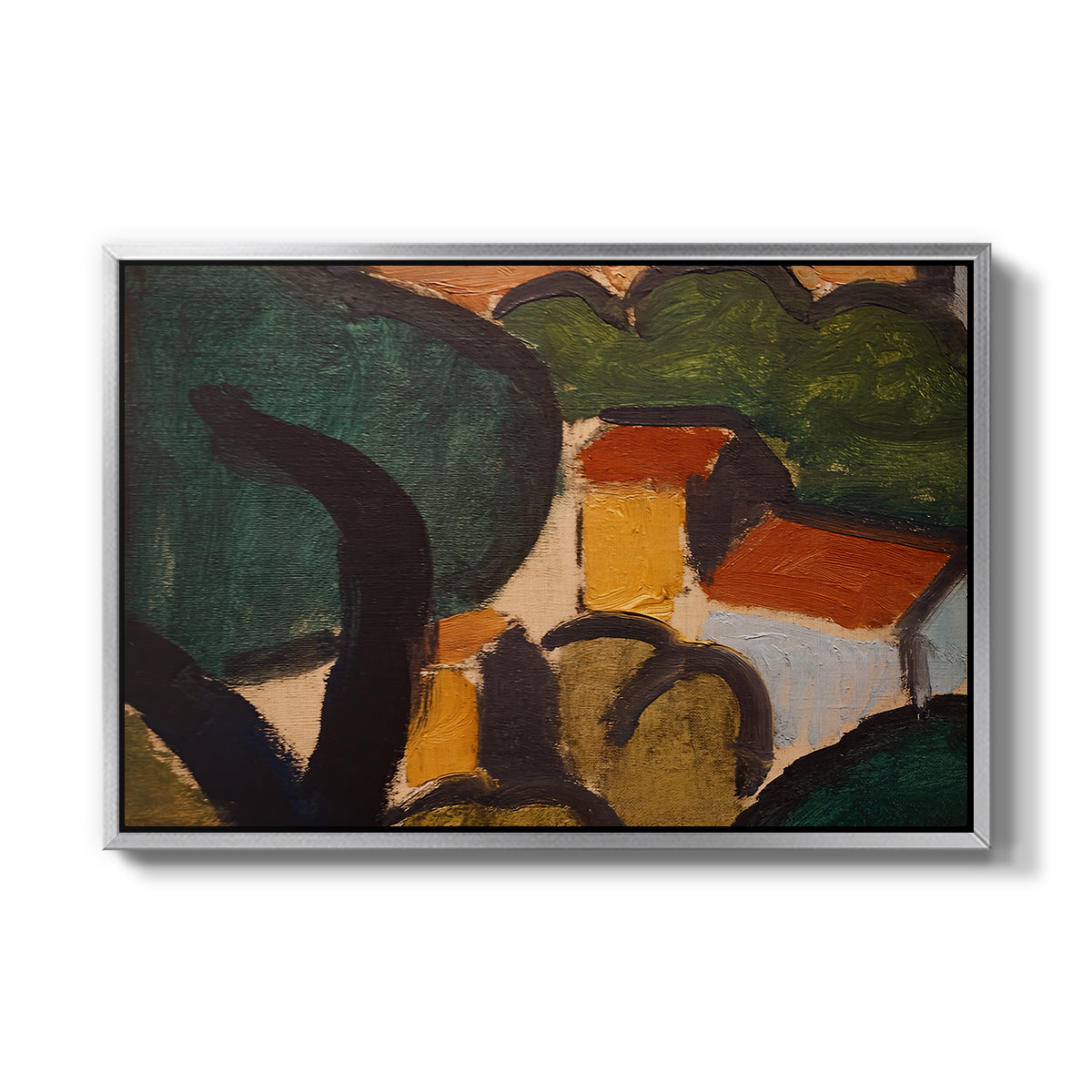 Landscape with Trees and Houses, c. 1905 - Floater Framed Canvas Print