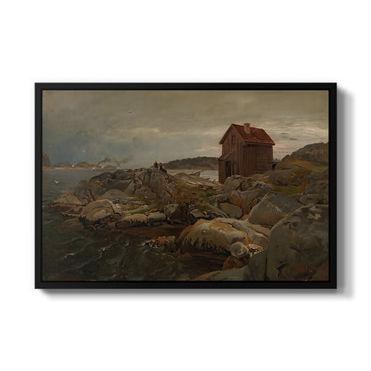 A Fisherman's Home, Lillesand, 1858 - Floater Framed Canvas Print