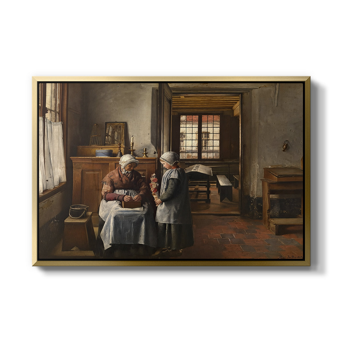 Grandmother's Feast, 1873 - Floater Framed Canvas Print