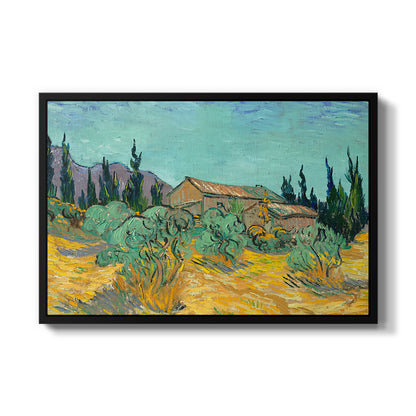 Wooden Sheds Among the Olive Trees and Cypresses, 1889 - Floater Framed Canvas Print