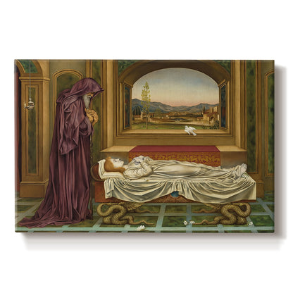 Canvas art print portraying a solitary figure standing in interior space with contemplative expression, set against a white background