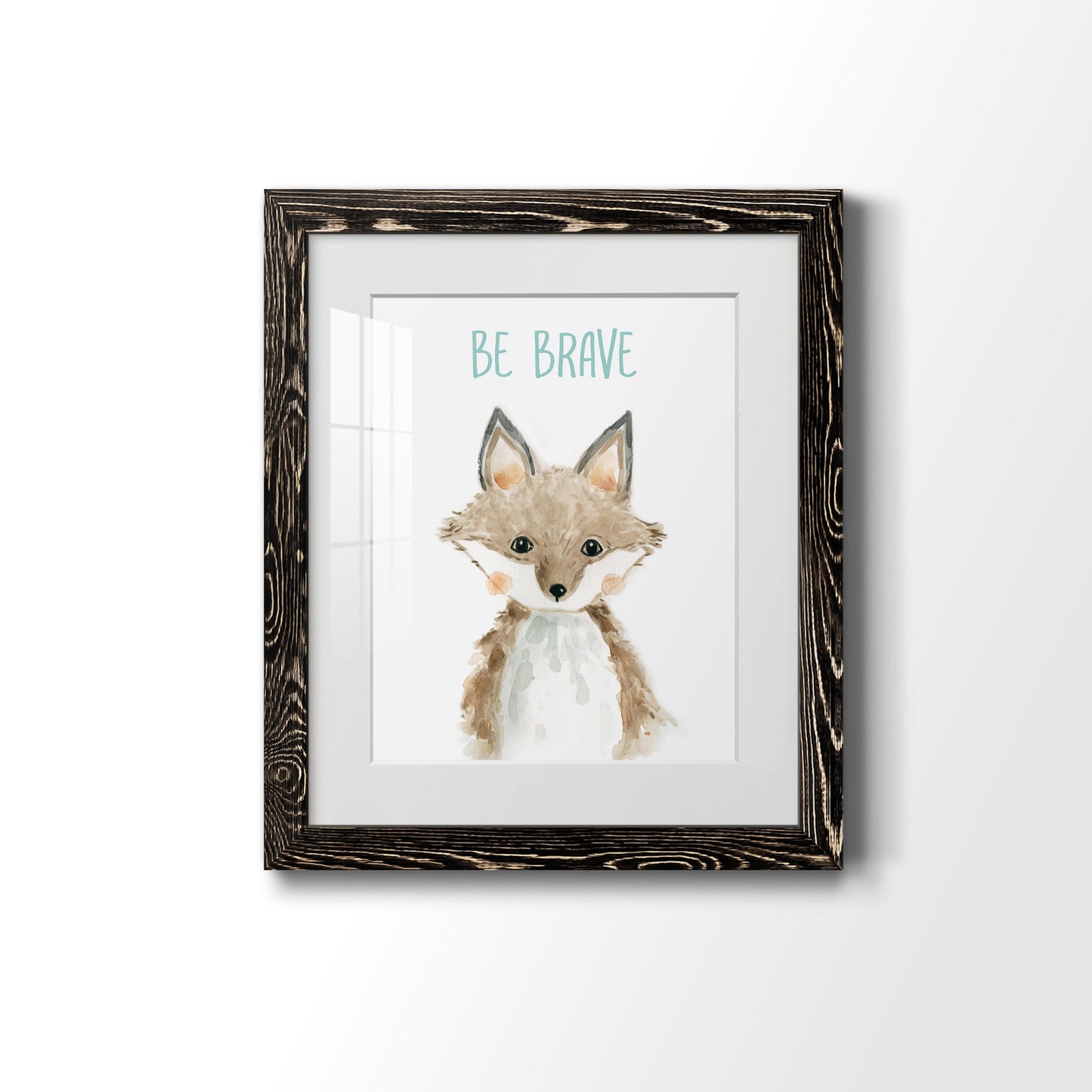 Be Brave Fox - Premium Framed Print - Distressed Barnwood Frame - Ready to Hang