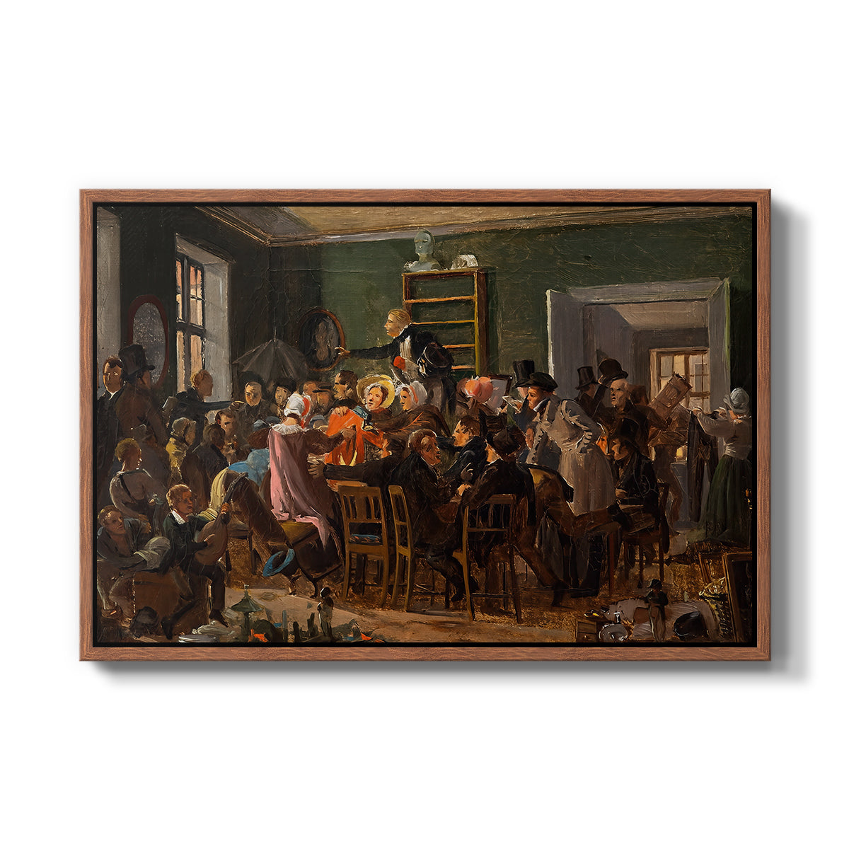 An Auction Scene, 1835 - Floater Framed Canvas Print