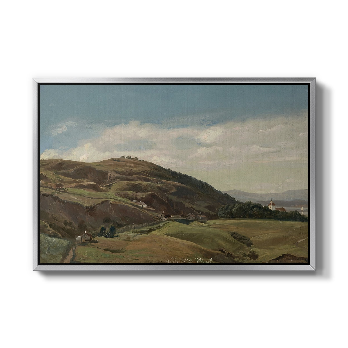 Ekeberg and Oslo Church, 1852 - Floater Framed Canvas Print