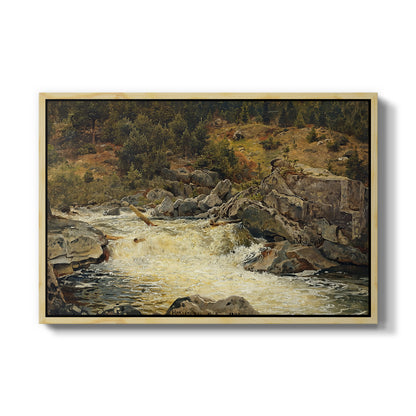 Waterfall in Hallingdal, 1848 - Floater Framed Canvas Print