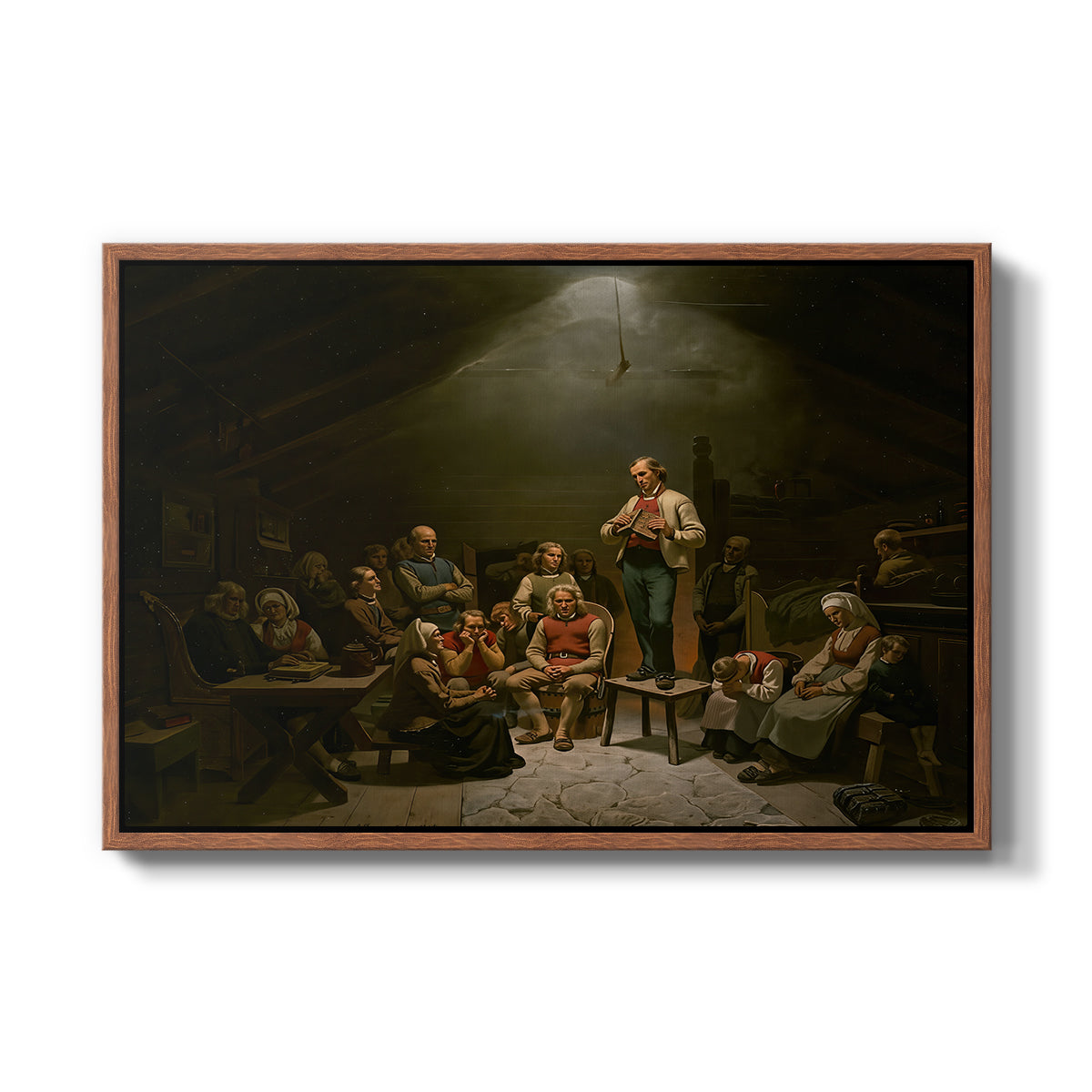 Low Church Devotion (Haugianerne), 1848 - Floater Framed Canvas Print