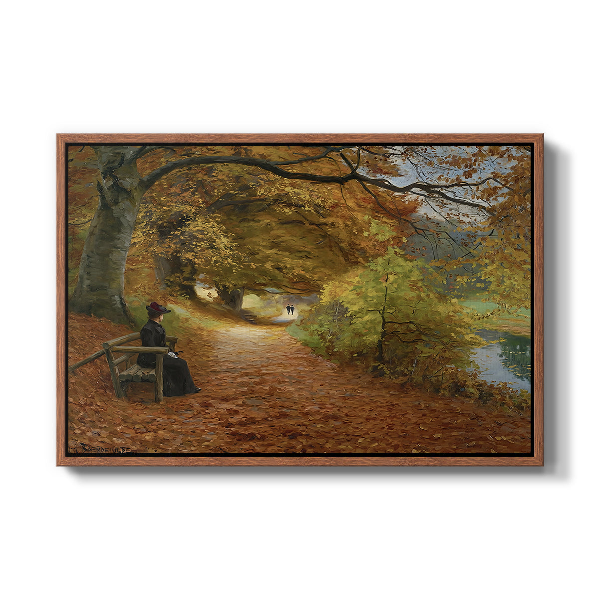 A Wooded Path in Autumn, 1902 - Floater Framed Canvas Print