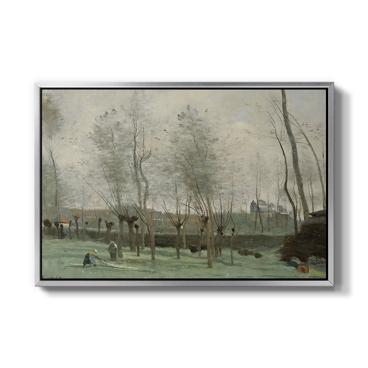 Washerwomen in a Willow Grove, c. 1871 - Floater Framed Canvas Print