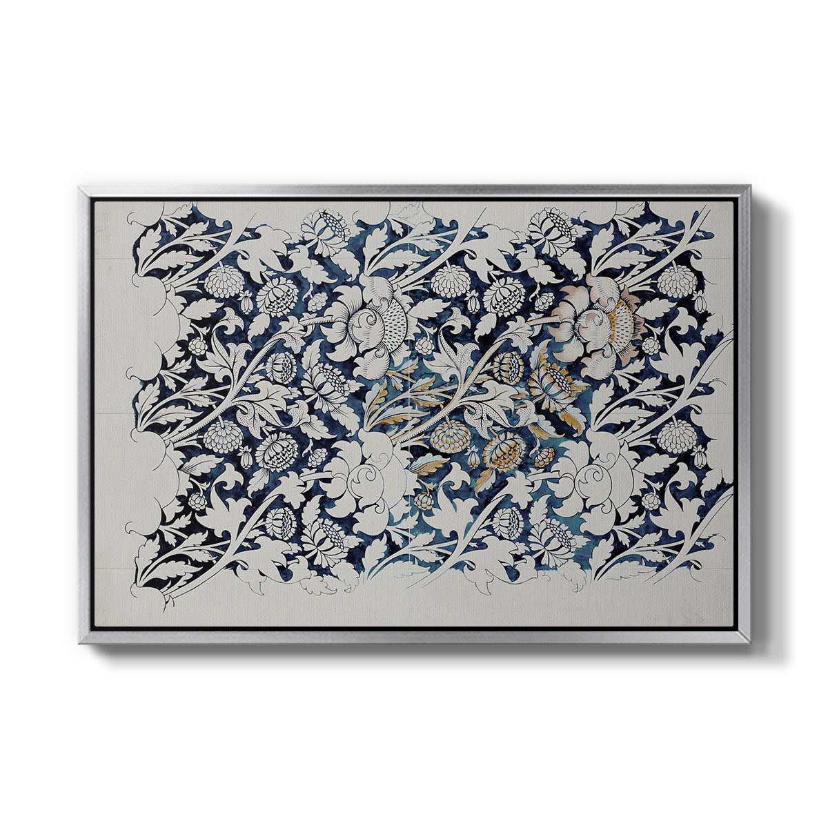 Watercolour for Printed Fabric Design: Wey, c. 1882-1883 - Floater Framed Canvas Print