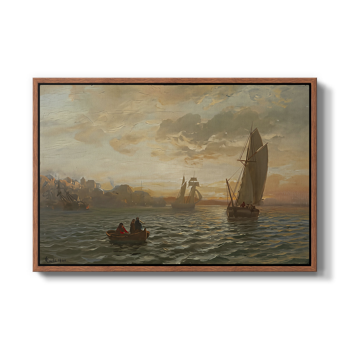 View from the Oslofjord, 1866 - Floater Framed Canvas Print