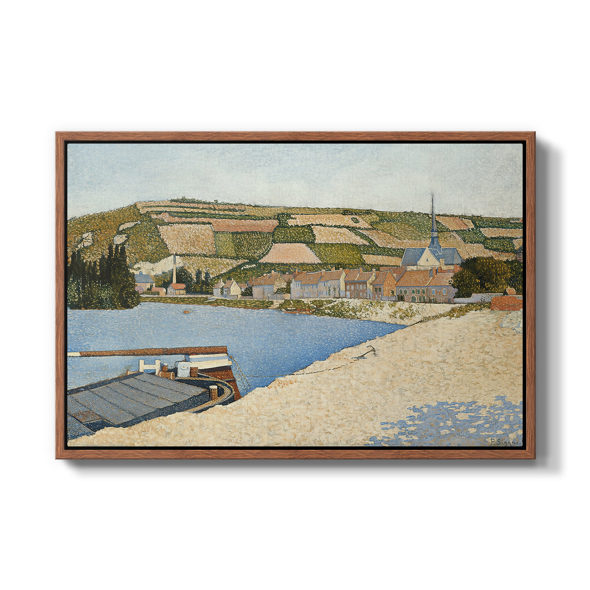 The Riverbank, Les Andelys, 1886 - Floater Framed Canvas Print