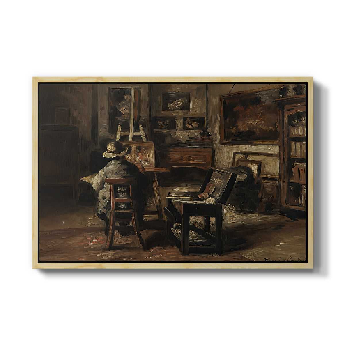 The Studio of Ferdinand De Braekeleer I, Father of the Painter, c. 1873-1885 - Floater Framed Canvas Print