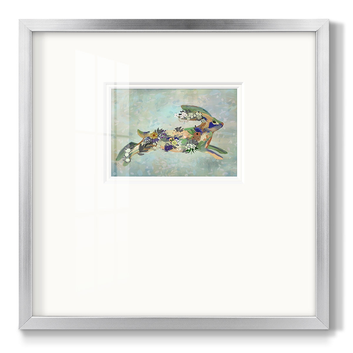 Fantastic Florals Hare, Running - Double Matboard Framed Print