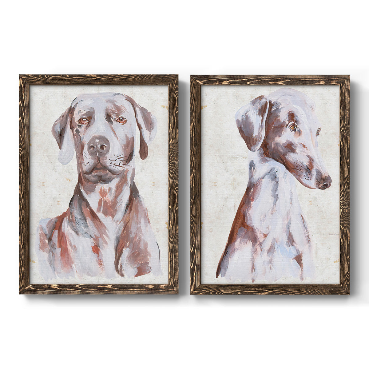 Sitting Dog I - Premium Framed Canvas 2 Piece Set - Ready to Hang