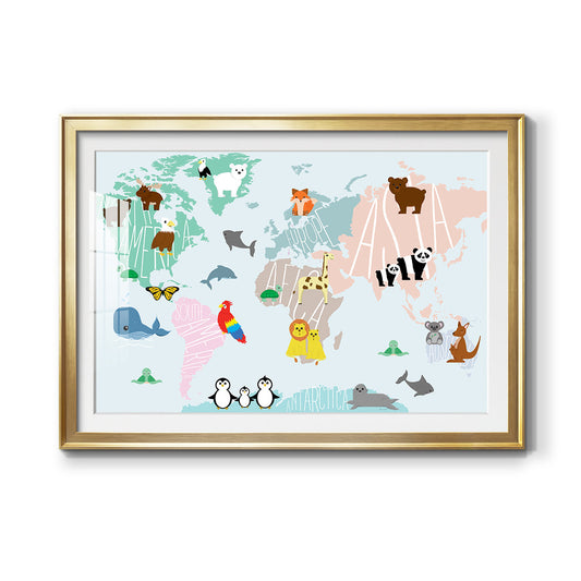 Animal Map Premium Framed Print - Ready to Hang