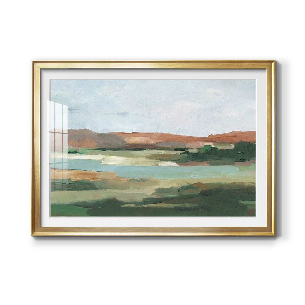 Autumn River Crossing I - Modern Framed Art Print