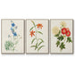 Flowers of the Seasons I - Framed Premium Gallery Wrapped Canvas L Frame 3 Piece Set - Ready to Hang