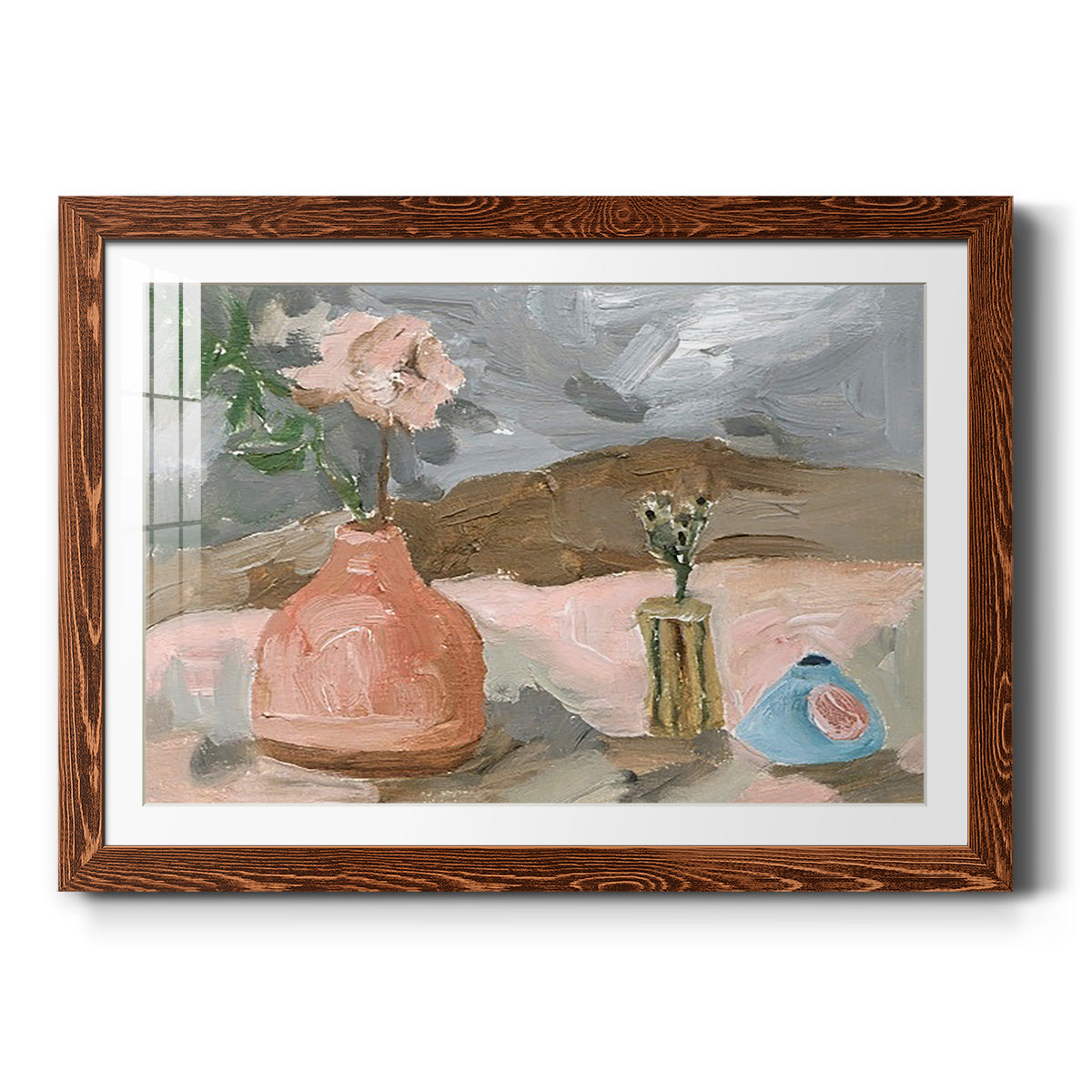 Vase of Pink Flowers I - Barnwood Framed Art Print