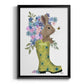 Welly Bunny And Bee - Modern Framed Canvas Print