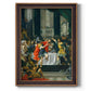 Classical historical painting of Alexander the Great by Donato Creti printed on canvas in an ornate weathered white frame with a vertical orientation.
