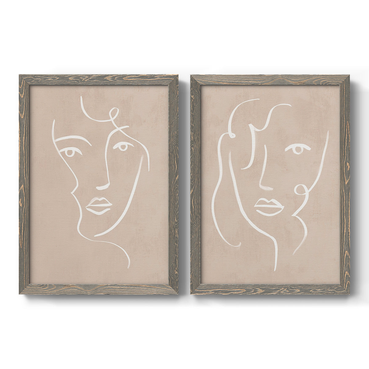 Curly Face I - Premium Framed Canvas 2 Piece Set - Ready to Hang