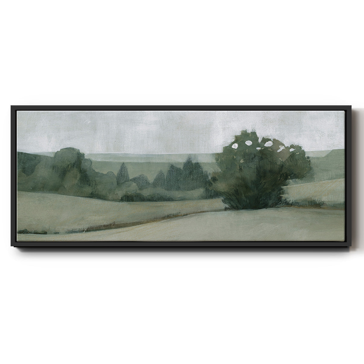 Soft Green Landscape II - Floater Framed Canvas Print