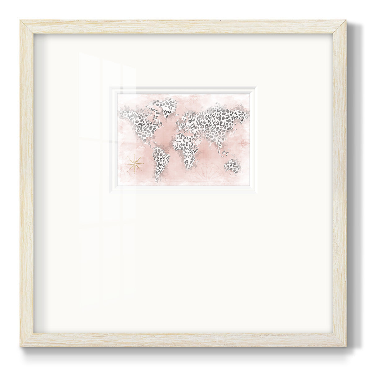 Pink Cheetah Map Premium Framed Print Double Matboard