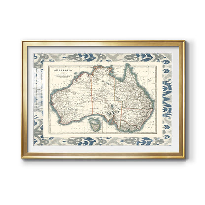 Bordered Map of Australia Premium Framed Print - Ready to Hang