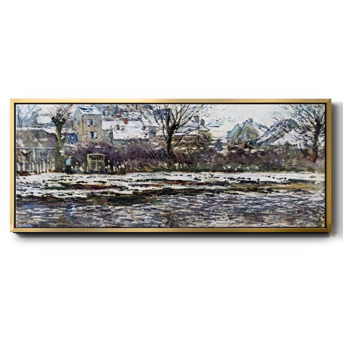 Snow in Vétheuil - Floater Framed Canvas Print