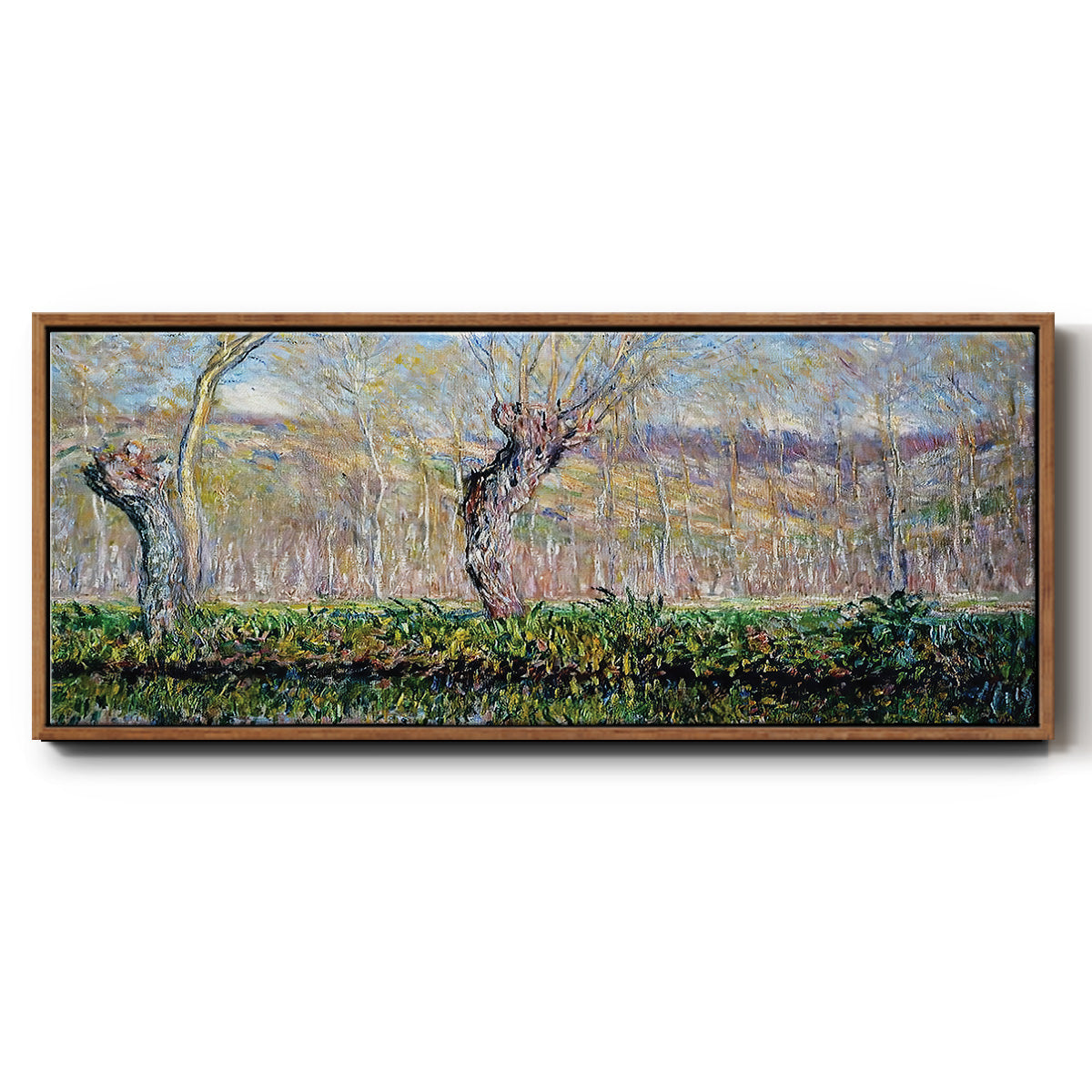 The Banks of the River Epte in Springtime, 1885 - Floater Framed Canvas Print