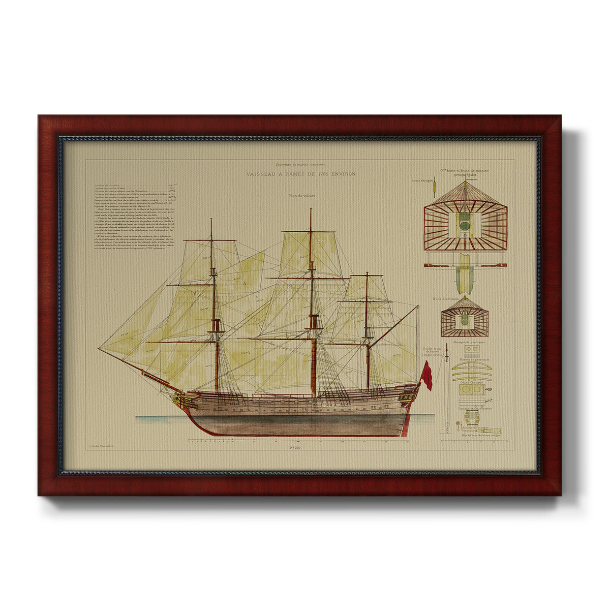 Antique Ship Plan VIII Premium Framed Canvas- Ready to Hang