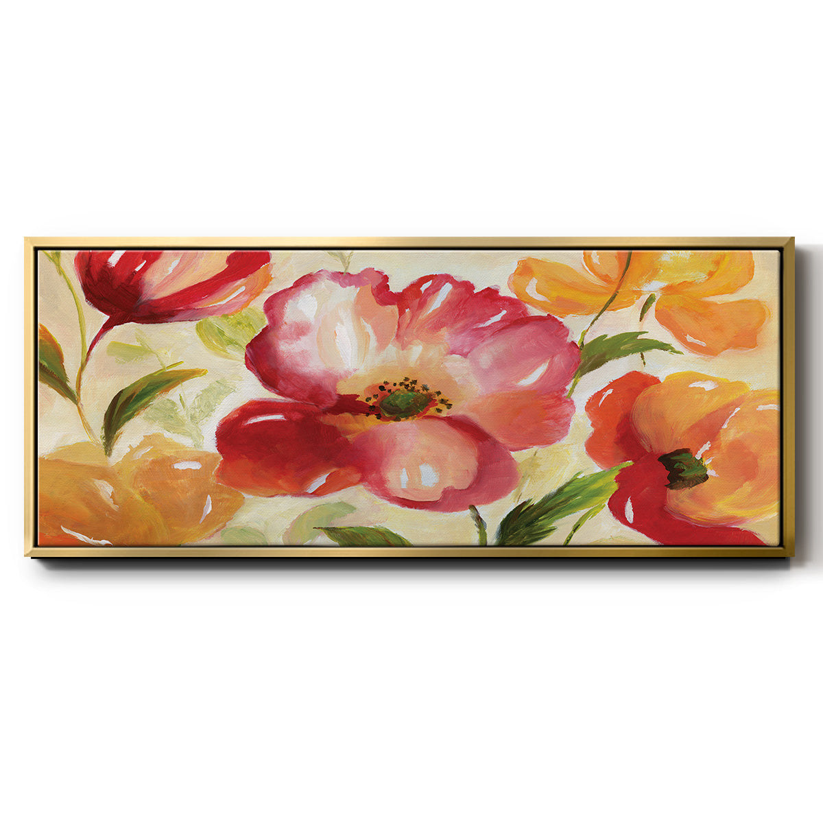 Jardin Rouge - Floater Framed Canvas Print