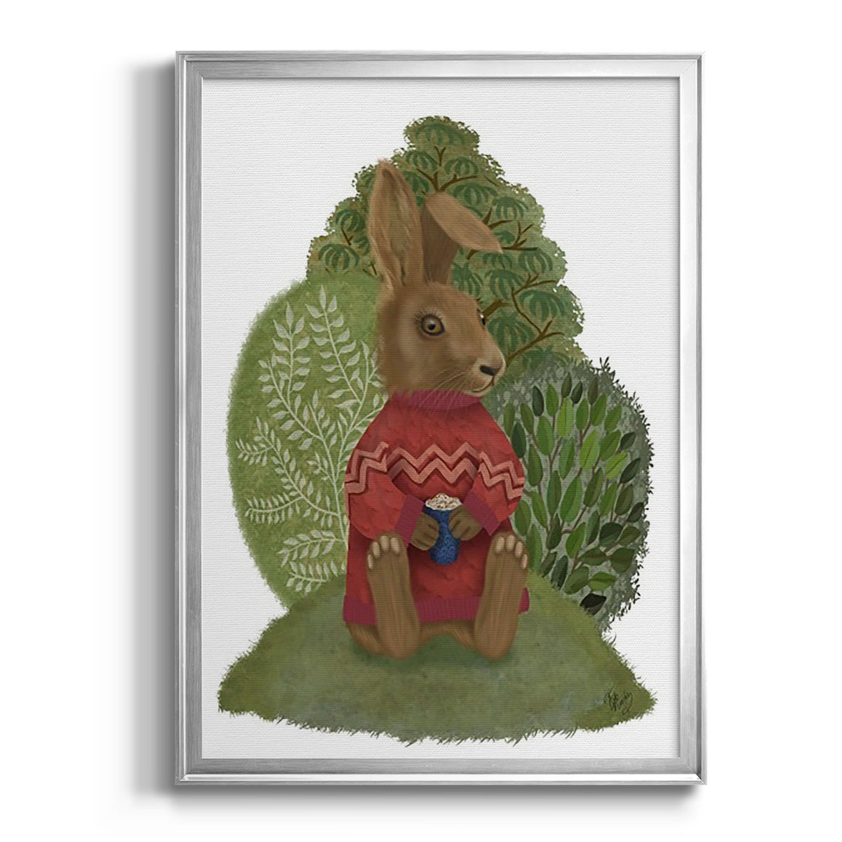 Latte Rabbit in Sweater - Modern Framed Canvas Print